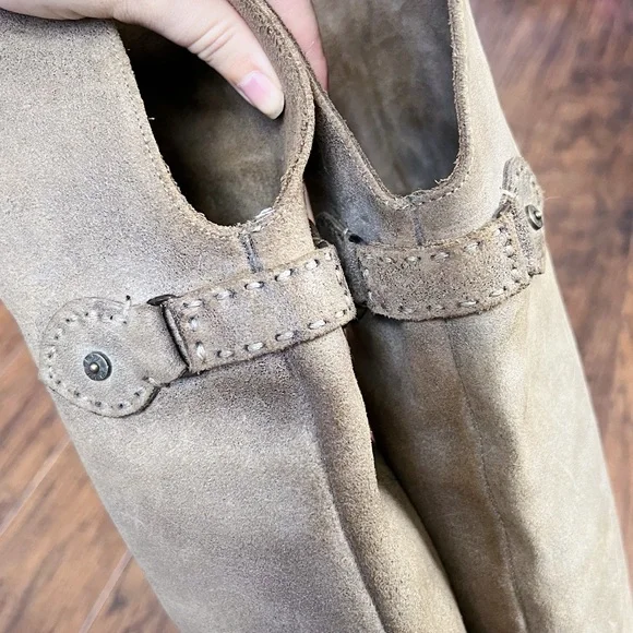 Frye • Shirley OTK Boots over the knee tall suede leather Ash Gray taupe - Picture 14 of 15